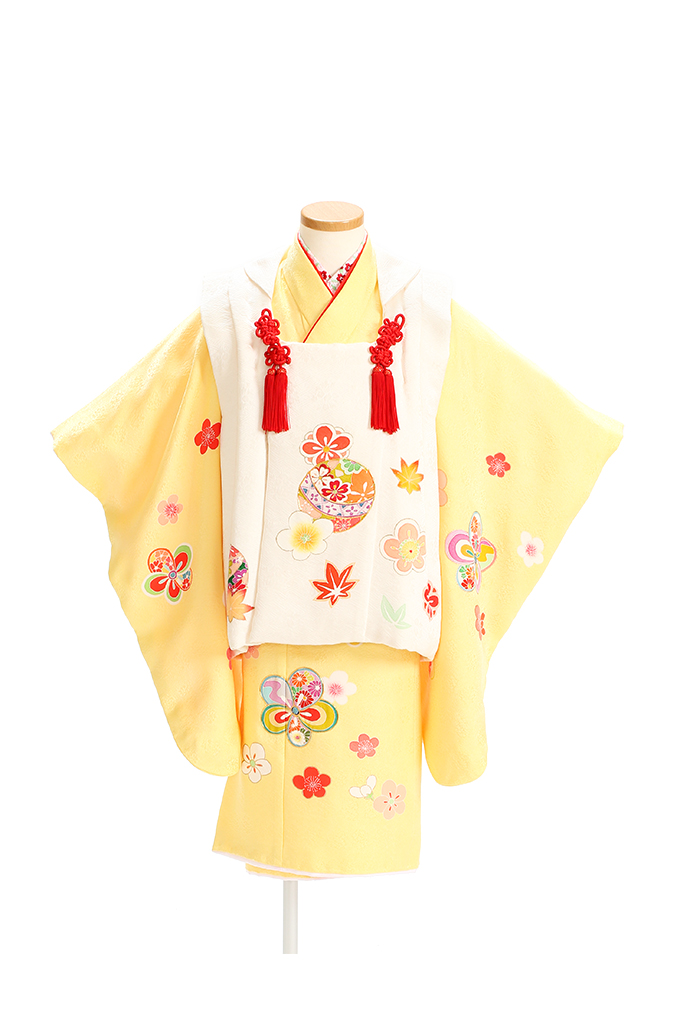 白・黄色花柄